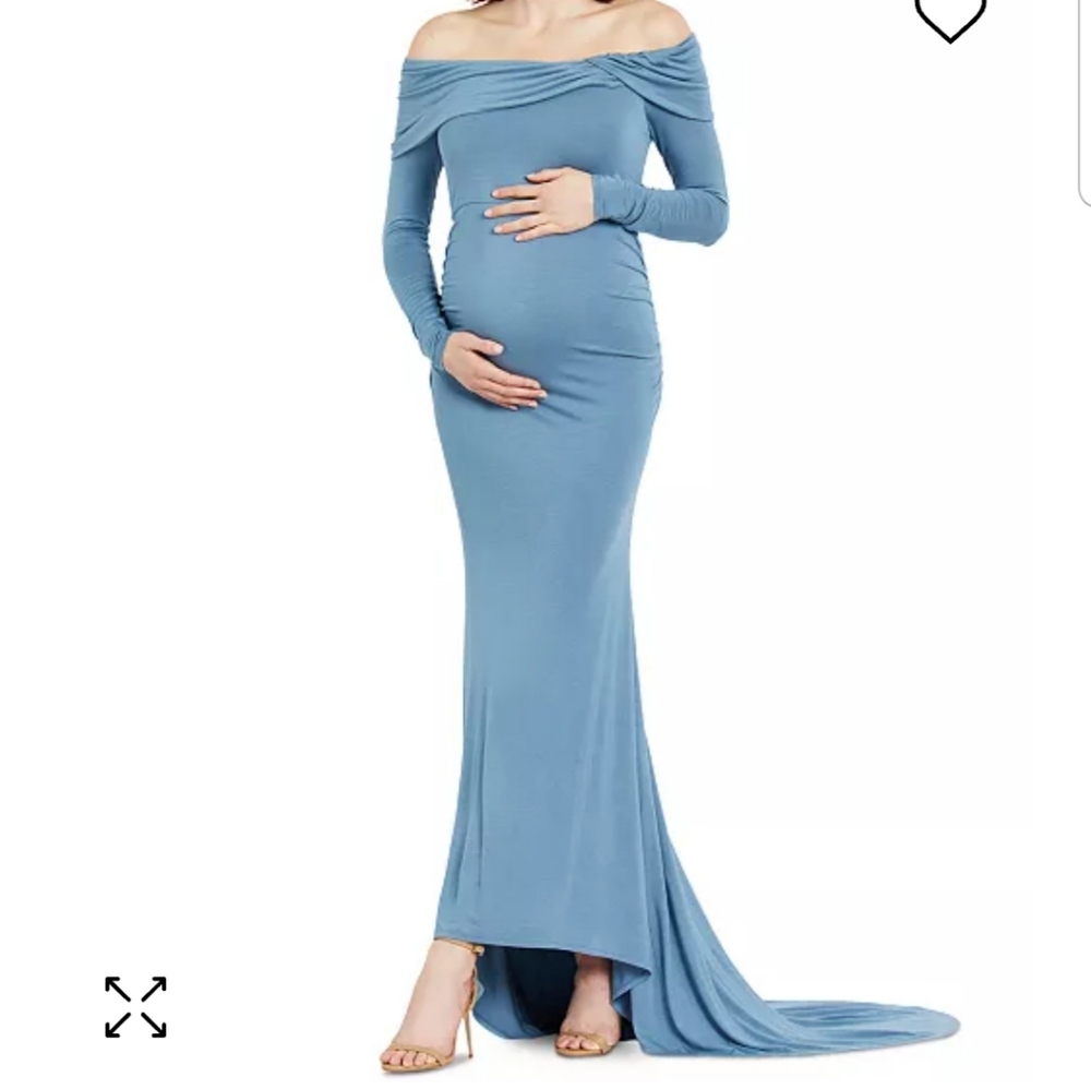 Off the Shoulder Long Sleeve Maternity Maxi Gown